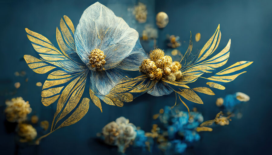 Fiori blu e oro