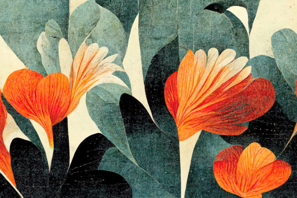 Pittura di fiori bianchi e arancioni Pittura di fiori bianchi e arancioni
