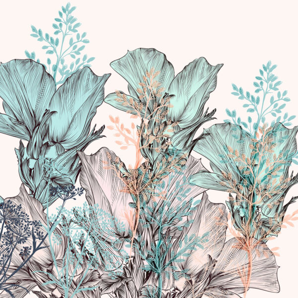 Delicato paesaggio onirico botanico a tinte forti Delicato paesaggio onirico botanico a tinte forti