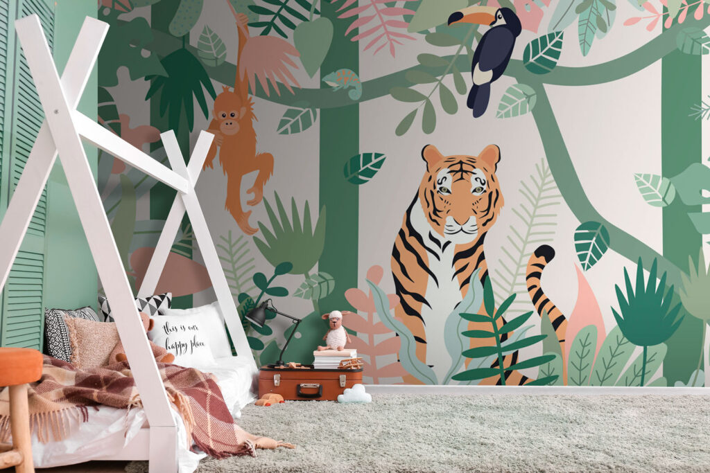 Tiger and birds in the jungle Tiger and birds in the jungle