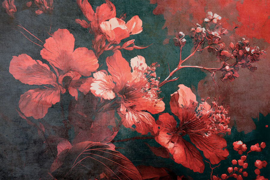 Carta da parati Fiori vivaci tra il fogliame scuro. - immagine 6
