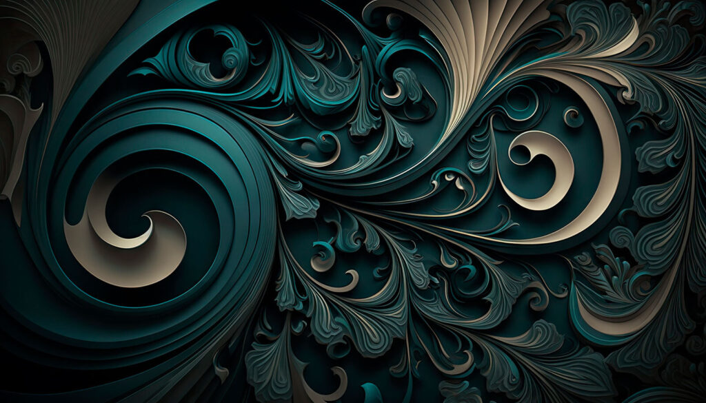Eleganti volute e disegni intricati. Eleganti volute e disegni intricati.
