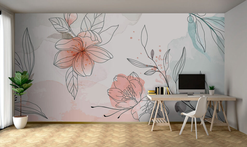 Drawing of flowers and leaves Drawing of flowers and leaves