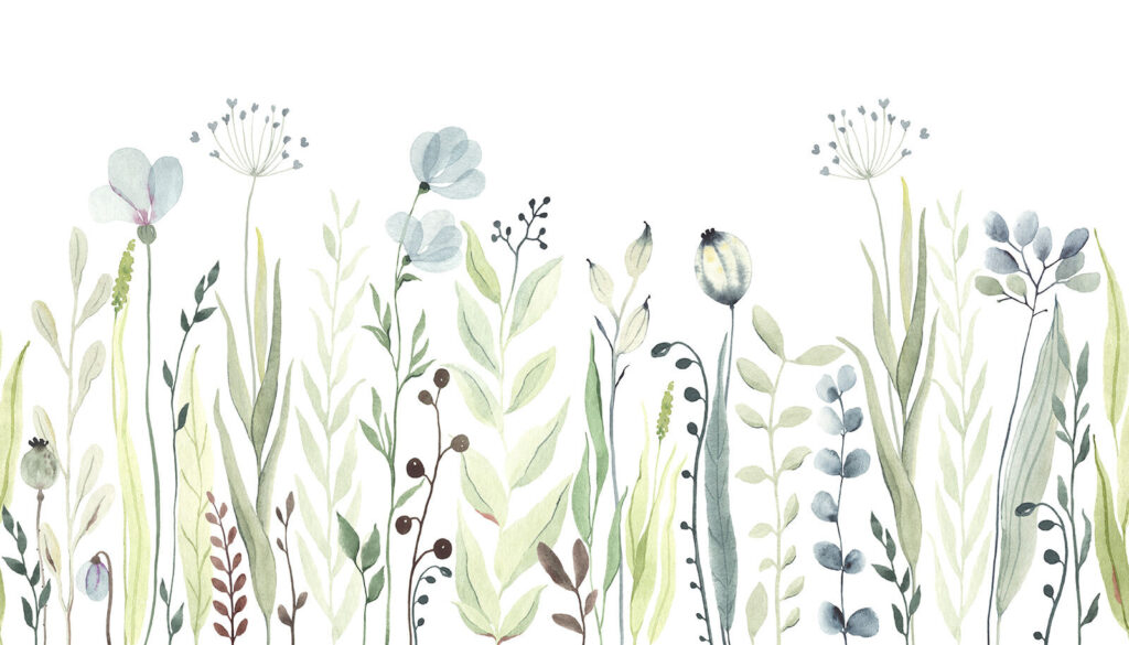 Pittura ad acquerello di fiori e foglie Pittura ad acquerello di fiori e foglie