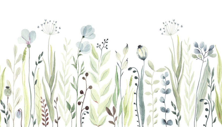 Pittura ad acquerello di fiori e foglie