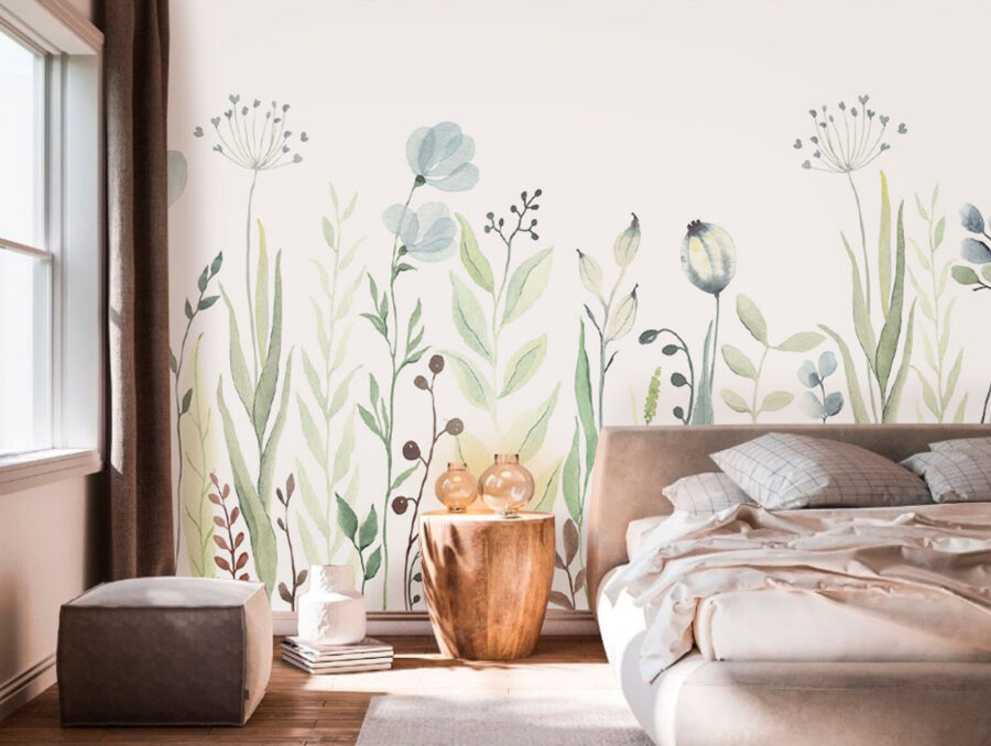 Pittura ad acquerello di fiori e foglie