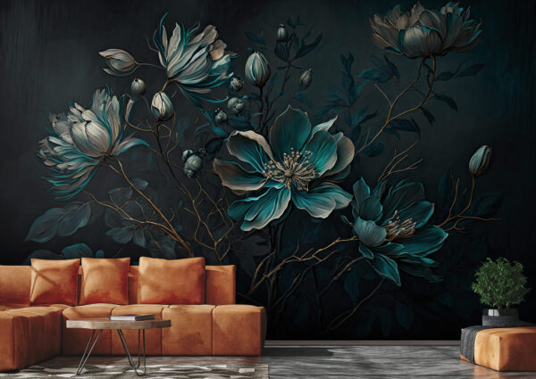 Pittura di fiori su sfondo nero Pittura di fiori su sfondo nero