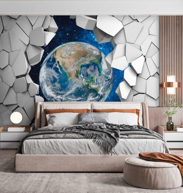 Il pianeta Terra che sfonda un buco nel muro Il pianeta Terra che sfonda un buco nel muro