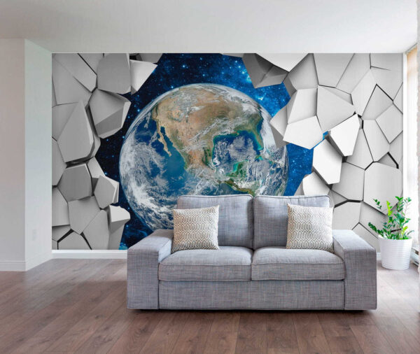 Il pianeta Terra che sfonda un buco nel muro Il pianeta Terra che sfonda un buco nel muro