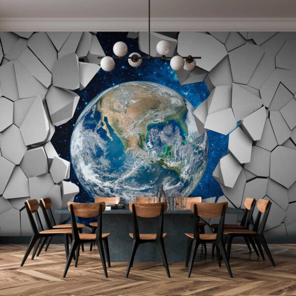Il pianeta Terra che sfonda un buco nel muro Il pianeta Terra che sfonda un buco nel muro