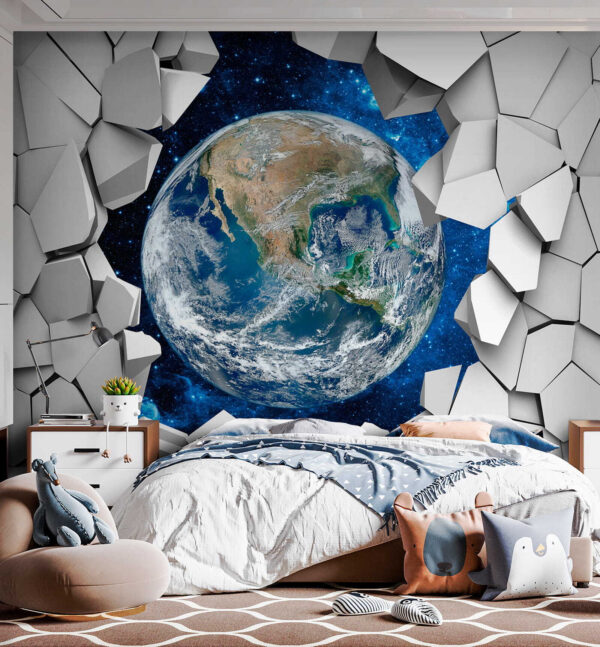 Il pianeta Terra che sfonda un buco nel muro Il pianeta Terra che sfonda un buco nel muro