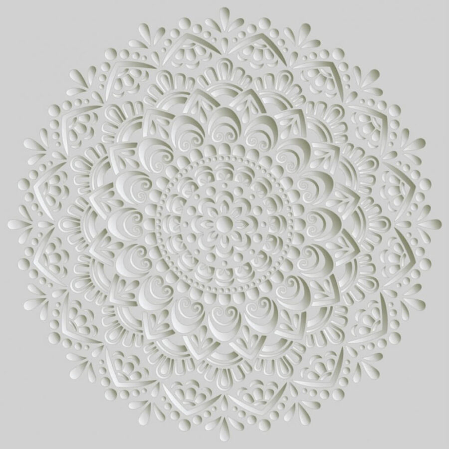 Motivo circolare bianco su sfondo grigio