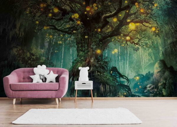Pittura di un albero con luci Pittura di un albero con luci