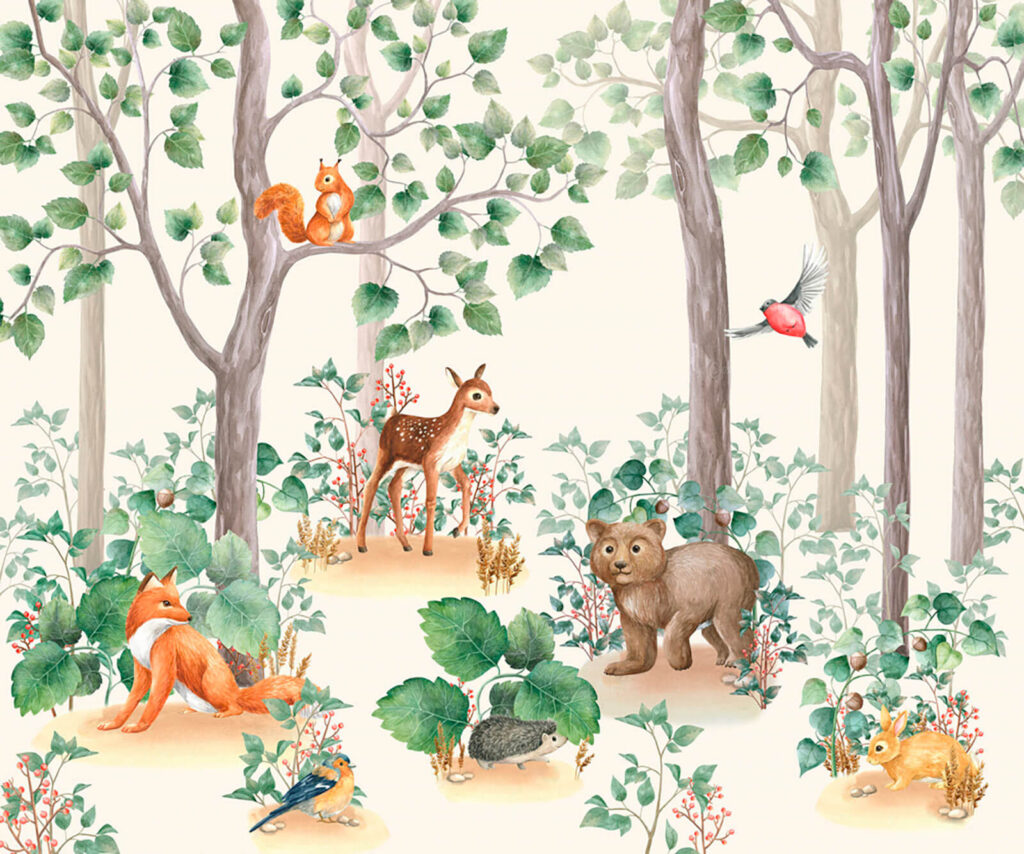 Sfondo con animali nella foresta Sfondo con animali nella foresta