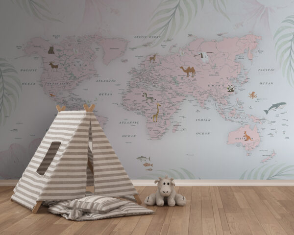 Mappa del mondo con animali Mappa del mondo con animali