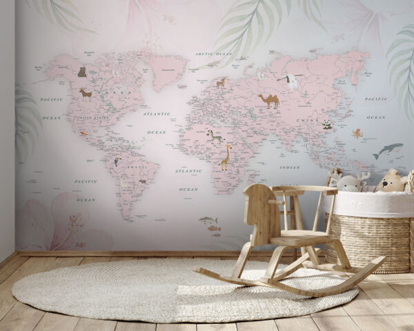 Mappa del mondo con animali Mappa del mondo con animali