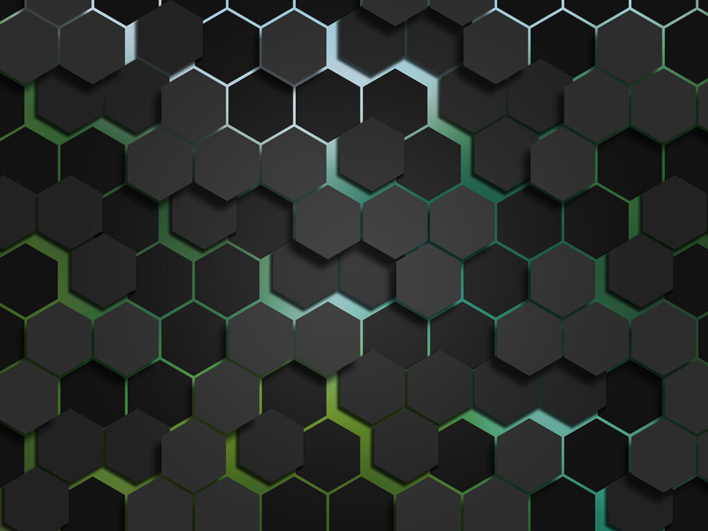 A black hexagons with green edges A black hexagons with green edges