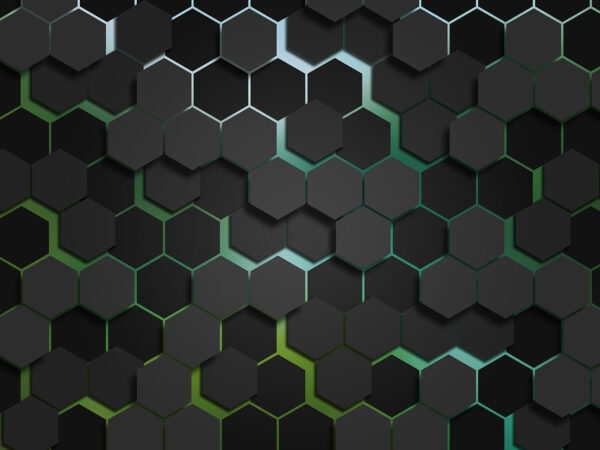 A black hexagons with green edges A black hexagons with green edges