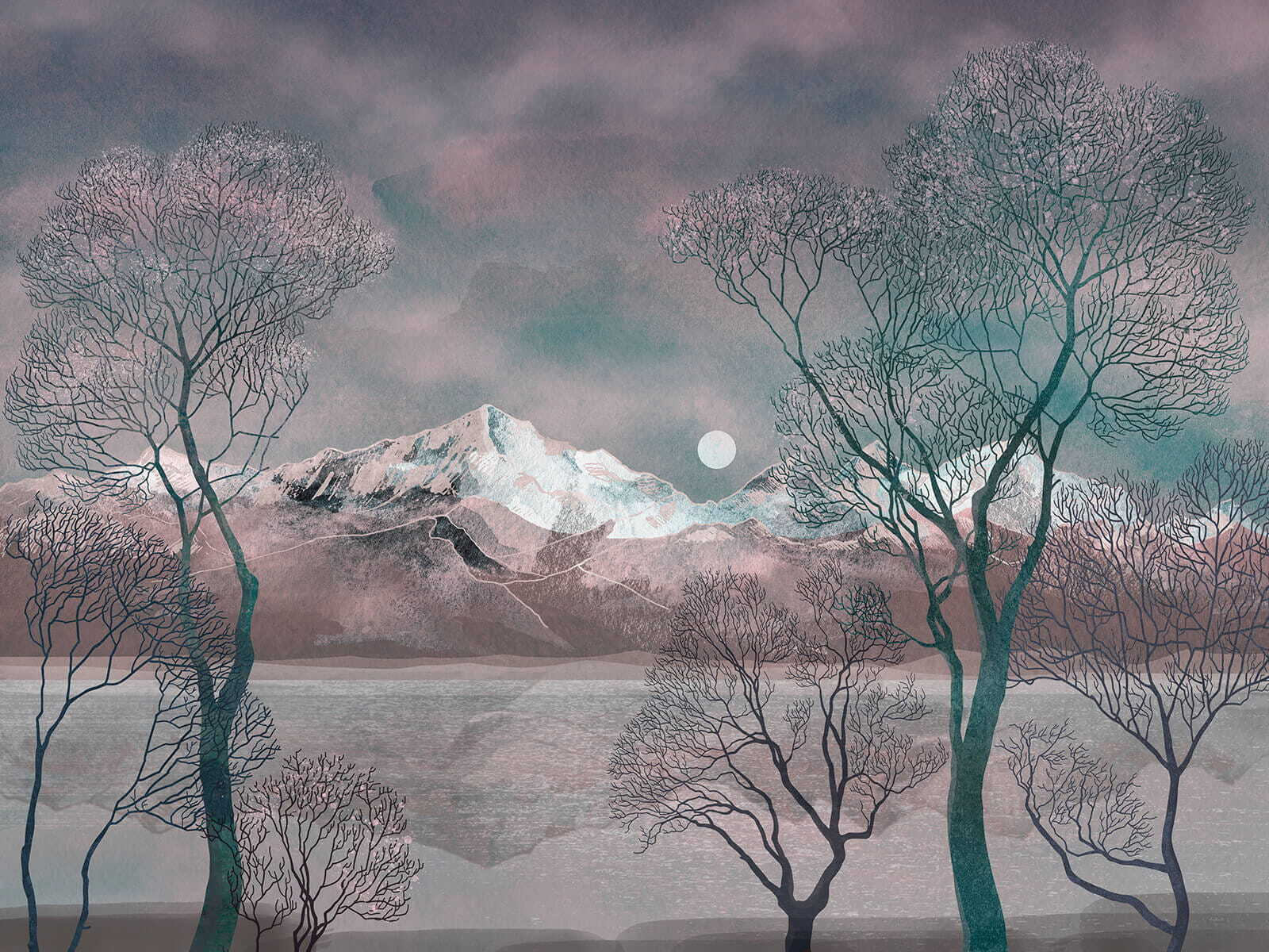 u80027p - Paesaggio con alberi e montagne - tegory