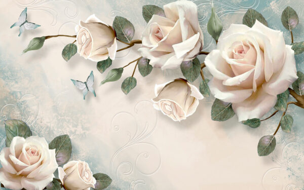 Rose delicate e farfalle in armonia. Rose delicate e farfalle in armonia.