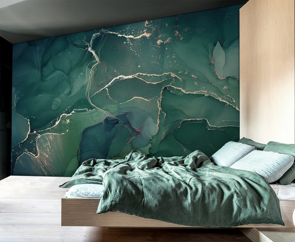 Emerald currents with sparkling veins