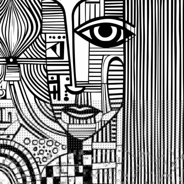 Disegno in bianco e nero di un volto di donna’. Disegno in bianco e nero di un volto di donna’.