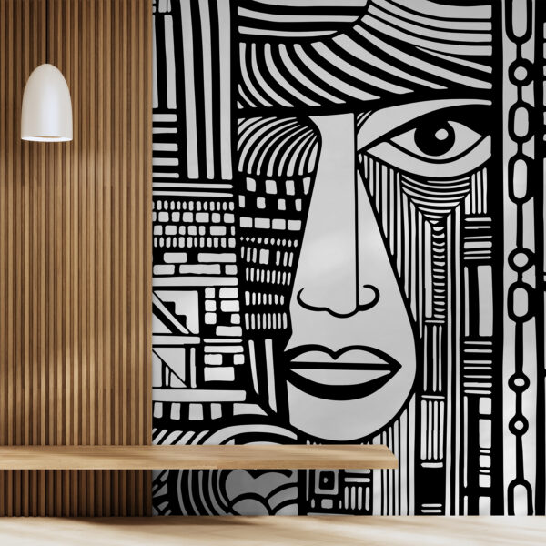 Disegno in bianco e nero di un volto Disegno in bianco e nero di un volto