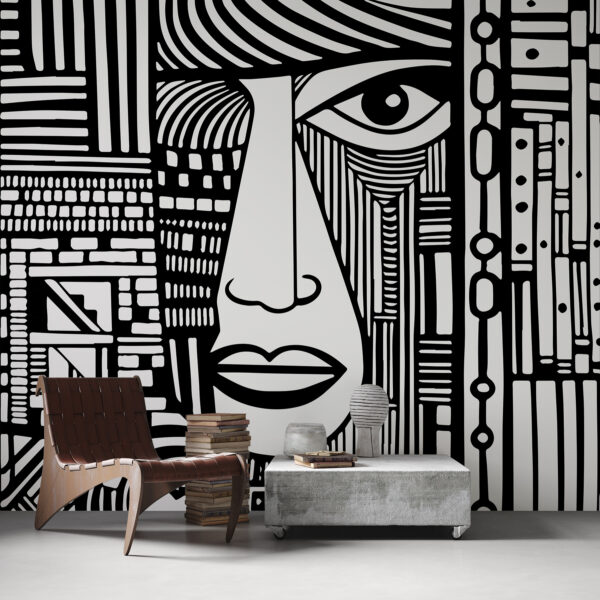Disegno in bianco e nero di un volto Disegno in bianco e nero di un volto