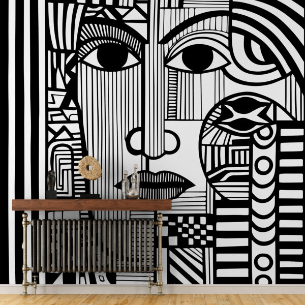 Disegno in bianco e nero di un volto Disegno in bianco e nero di un volto