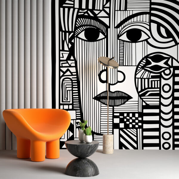 Disegno in bianco e nero di un volto Disegno in bianco e nero di un volto