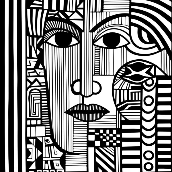 Disegno in bianco e nero di un volto Disegno in bianco e nero di un volto