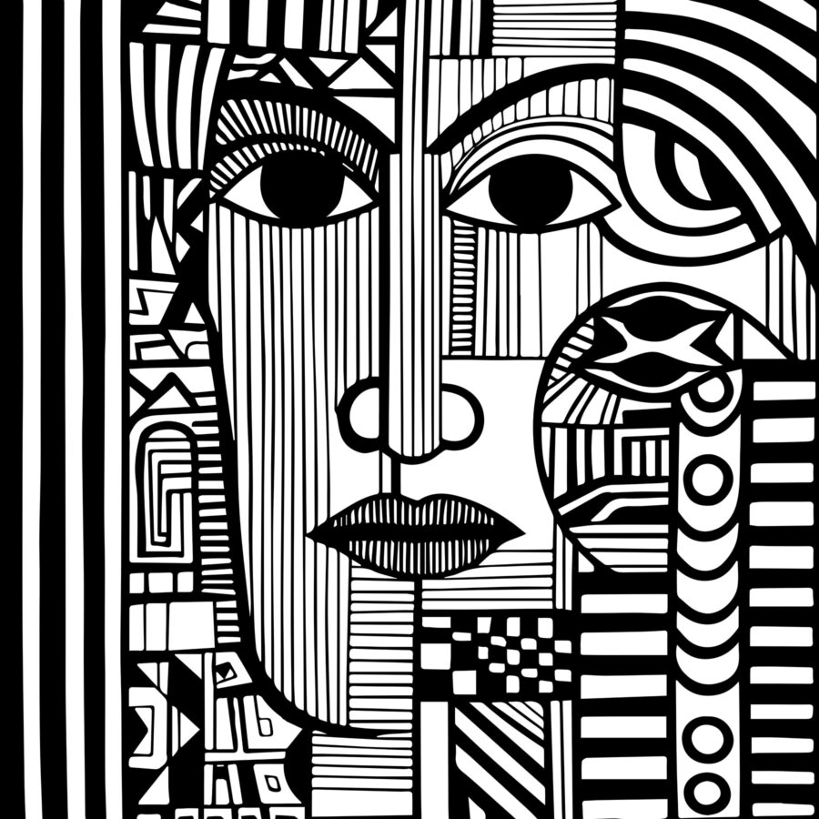 Carta da parati Disegno in bianco e nero di un volto - immagine 5