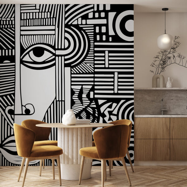 Disegno in bianco e nero di un volto Disegno in bianco e nero di un volto