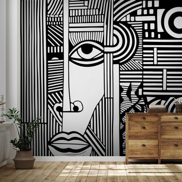 Disegno in bianco e nero di un volto Disegno in bianco e nero di un volto