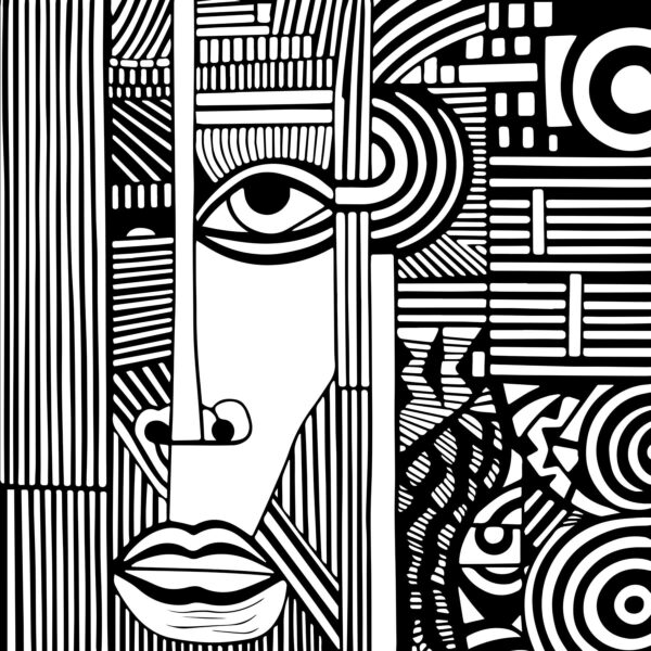 Disegno in bianco e nero di un volto Disegno in bianco e nero di un volto