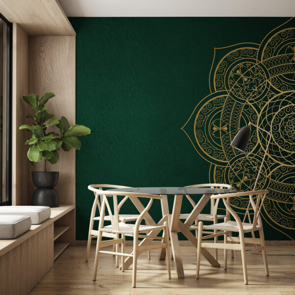 Eleganti volute su tela color smeraldo Eleganti volute su tela color smeraldo
