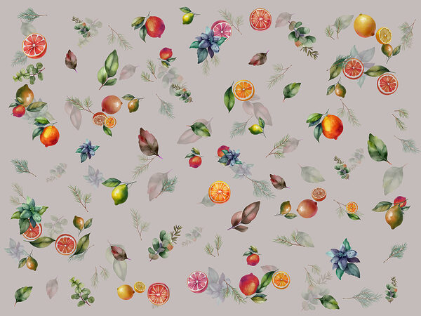 Un disegno di frutta e foglie Un disegno di frutta e foglie