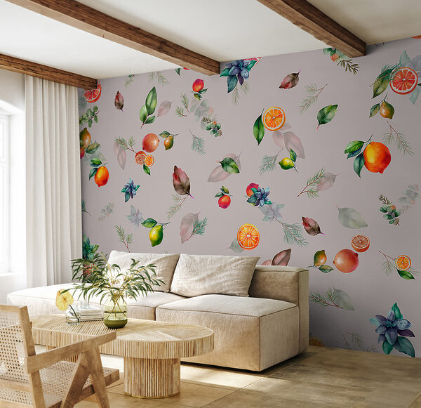 Un disegno di frutta e foglie Un disegno di frutta e foglie