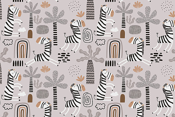 Un disegno di zebre e alberi Un disegno di zebre e alberi