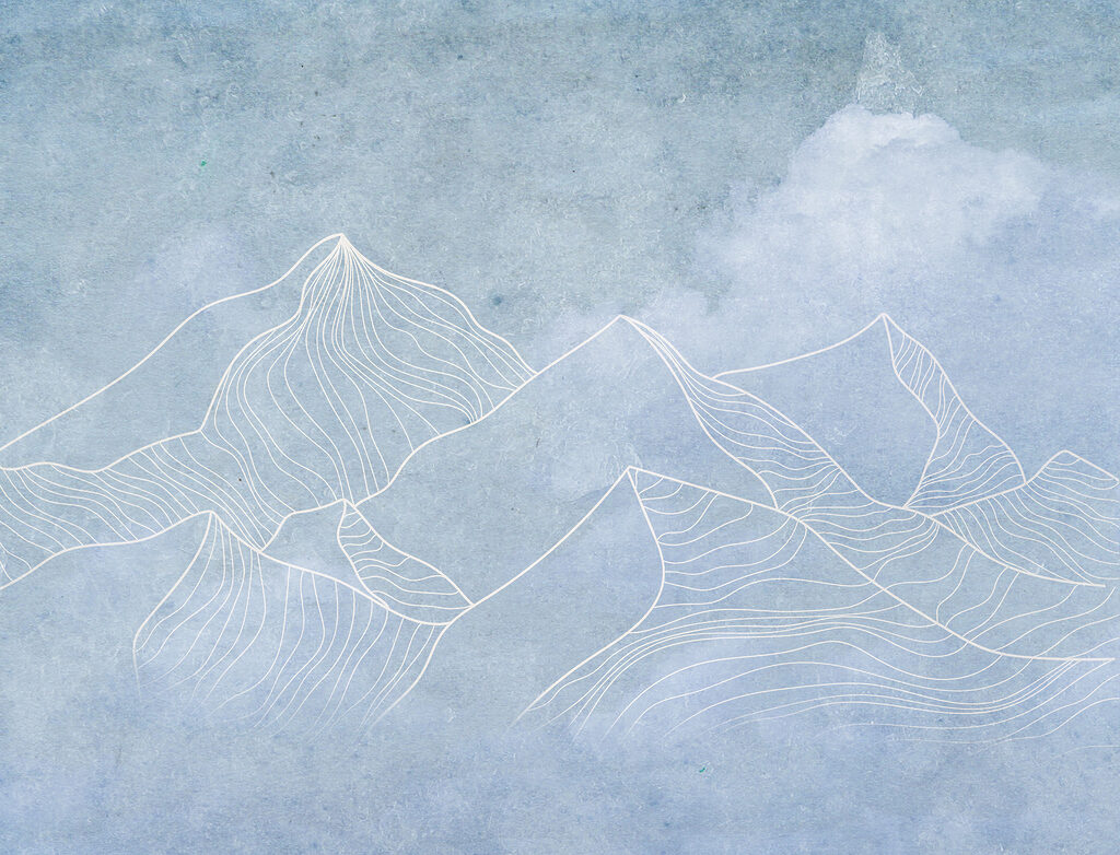 Un disegno di montagne con nuvole Un disegno di montagne con nuvole