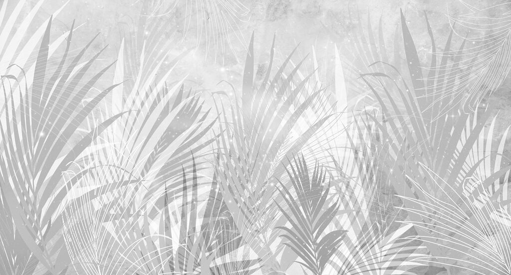 A grey and white background with plants