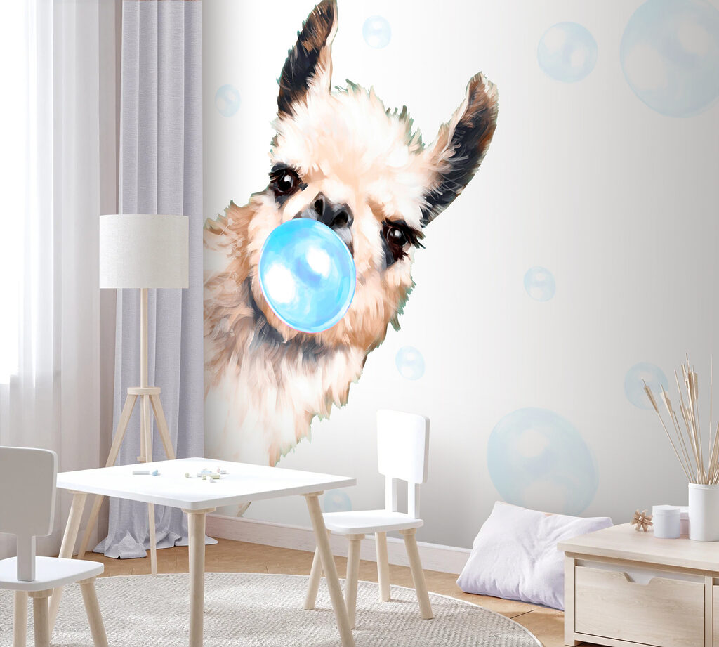 A llama blowing bubbles