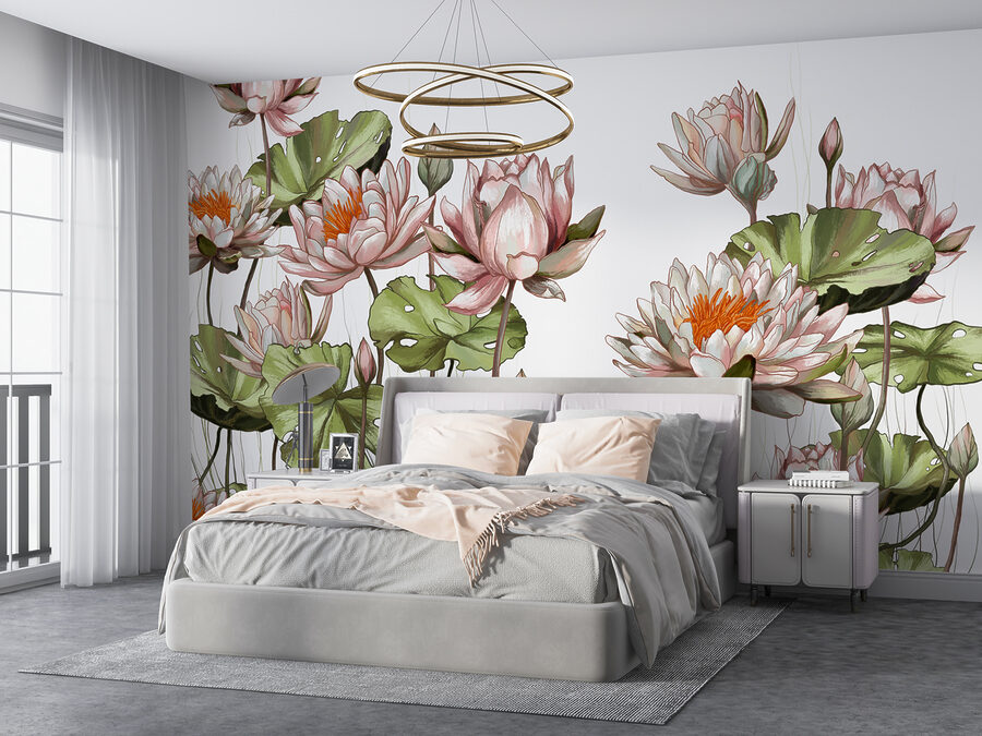 Un gruppo di fiori con foglie