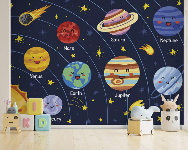 Pianeti e stelle a fumetti nello spazio Pianeti e stelle a fumetti nello spazio