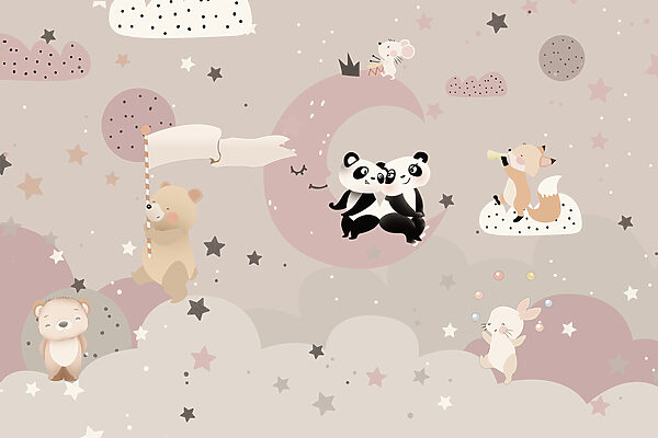 Un cartone animato di animali sulla luna Un cartone animato di animali sulla luna
