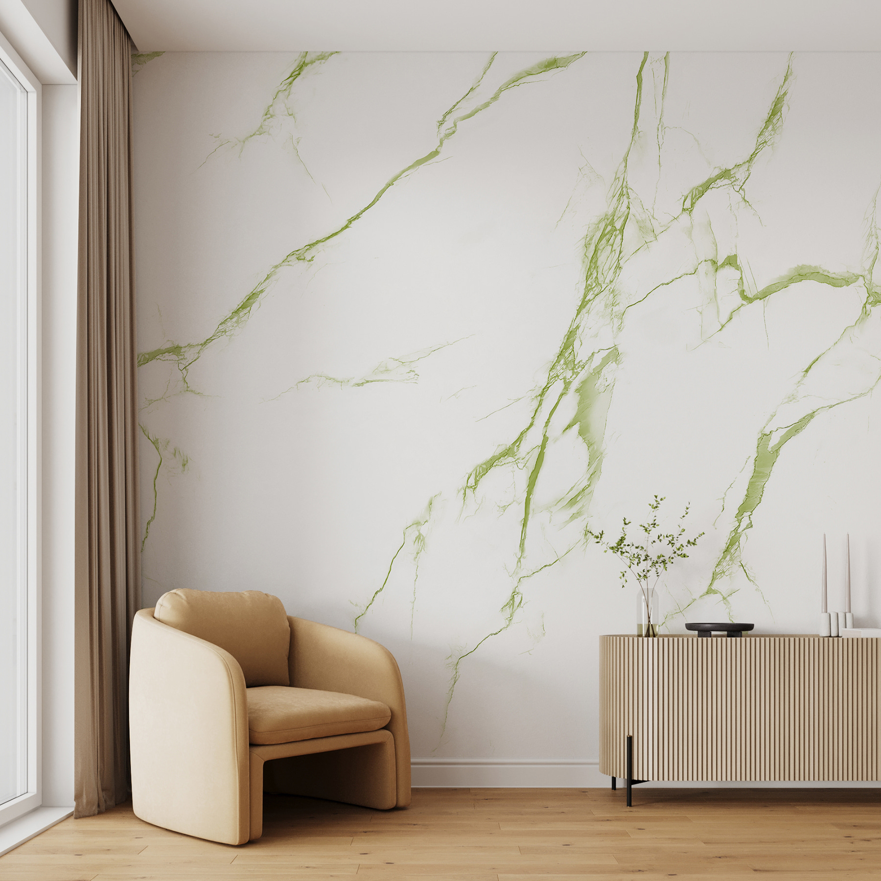 A white and green marble A white and green marble