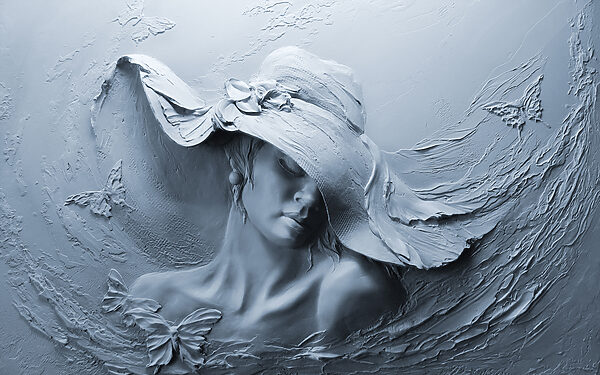 Una scultura di donna con cappello Una scultura di donna con cappello