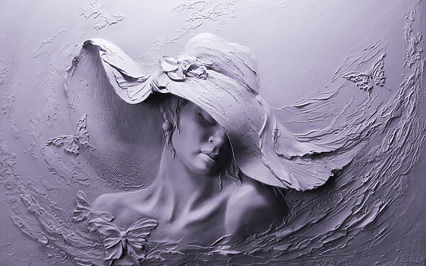 Una scultura di donna con cappello Una scultura di donna con cappello