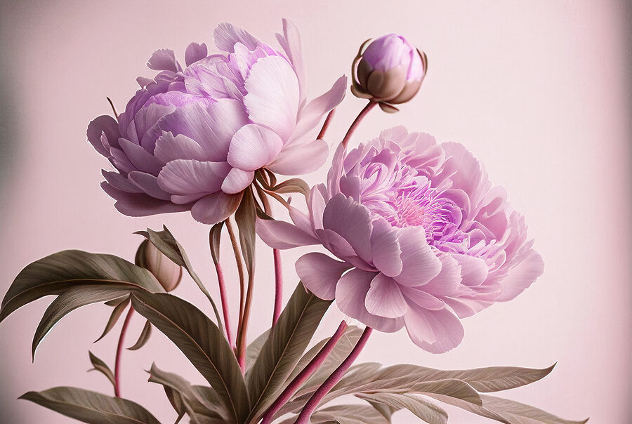 Eleganti peonie rosa in morbida fioritura