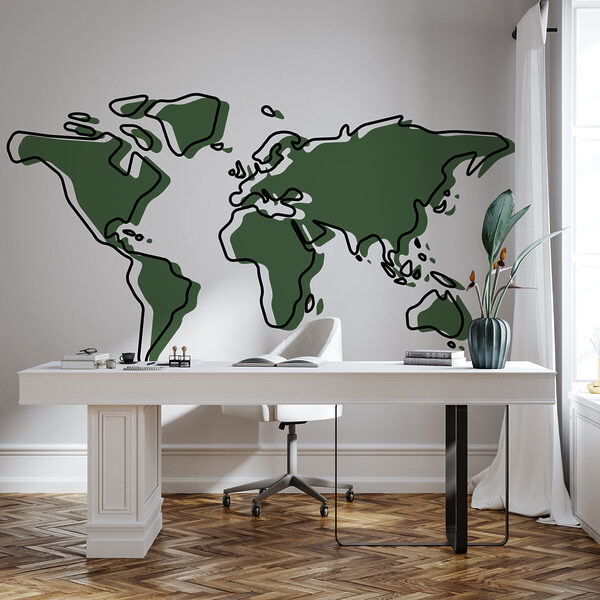 Il profilo verde e nero di una mappa del mondo Il profilo verde e nero di una mappa del mondo